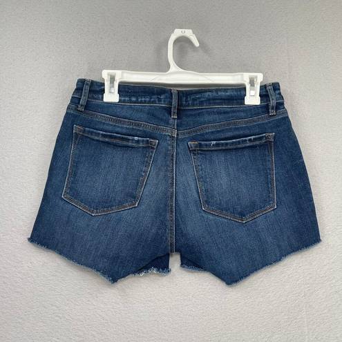 The Loft  Shorts Womens 27/4 Blue Denim Jean Frayed Hem 4" Inseam Dark Wash Summer