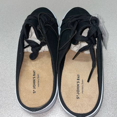 St. John Nwt 's Bay Boating Womens Sneakers black size 8 slip on comfort canvas