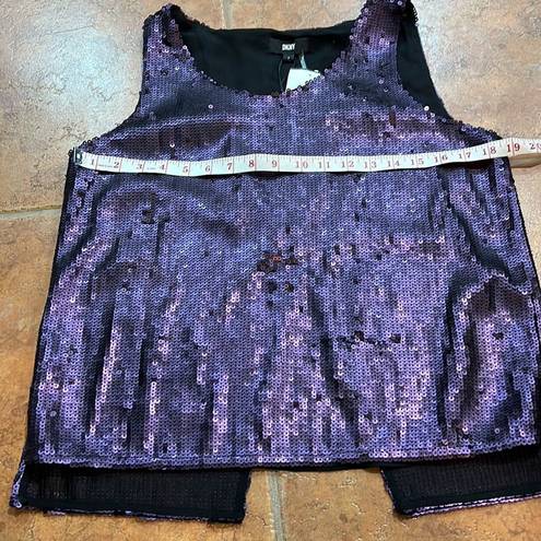 DKNY NWT  Womens Sleeveless Sequin Split-Back Top Purple Size S