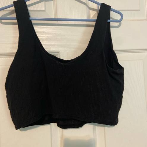 Aerie  XXL Triangle Lace Trim Ribbed Black Bralette Bra