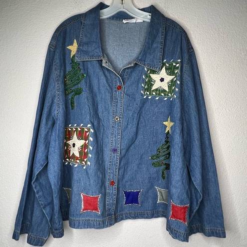 Carolina Blues Vintage  Denim Christmas Jacket