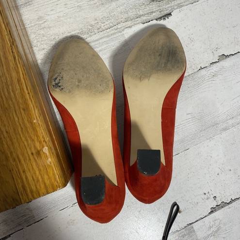 Talbots  Red Suede Shoes 2.5” Heeled Slip Ons Made In Brazil size 8B