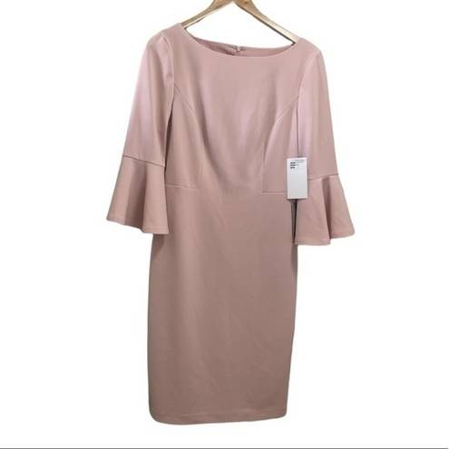 Harper  Rose Women's Pink Blush Bell Sleeve Bateau Neck Sheath Dress NWT Sz 8