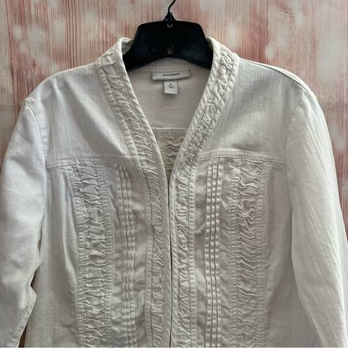 Dress Barn  White Ruffle Trim Denim Jacket