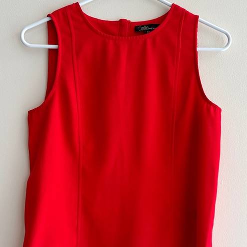 Dalia Collection Dalia Square Tank Top with Rounded Hem, Business Casual Blouse, Red, Size XS