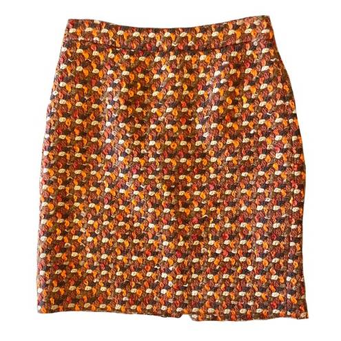 Kate Spade  Autumnal Chunky Tweed Woven Wool Pencil Mini Skirt Size 2