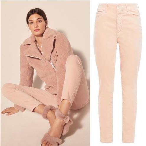 Petal MOTHER High Waisted Looker Velvet Jeans In  Pink