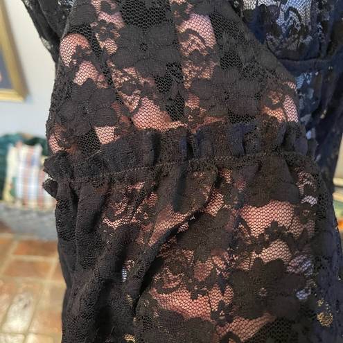 In Bloom  by Jonquil vintage black lace slip dress nightie.