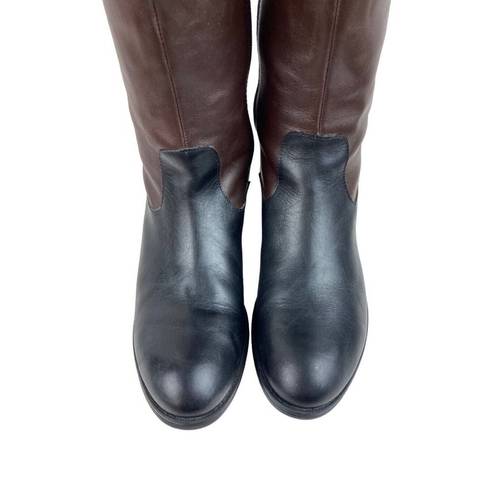 Ralph Lauren  Marlena II Leather Riding Boots Womens 9.5B Black Brown Zip Buckle