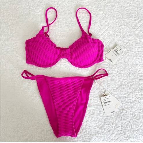 Good American  Pink Jacquard Bikini Set Size 2 NWT