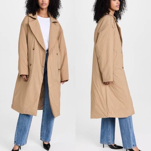 Good American  Puffed Nylon Coat Tan