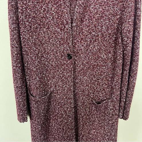 J.Jill  Long Cardigan Sweater Duster Burgundy Red Knit One Button Cardigan Small