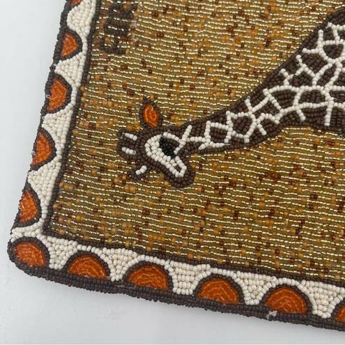 Anthropologie  Beaded Clutch African Savannah Giraffe Safari Travel Boho Tassel