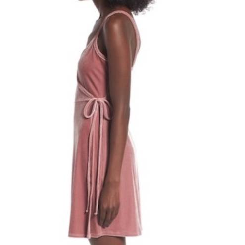 BP  crushed velvet wrap dress in dusty pink size L