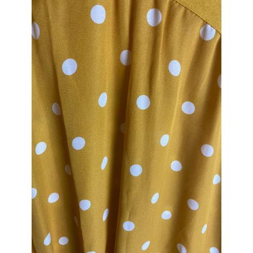 Acting Pro 3 for $15  Mustard Yellow White Polka Dot Sheer Shirt Size Medium