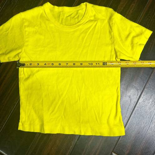 Los Angeles Apparel T-shirt crop top, short sleeve crewneck yellow California basic classic