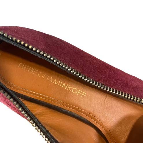 Rebecca Minkoff  Maroon Suede Zippered Detail Flats Women SZ 7