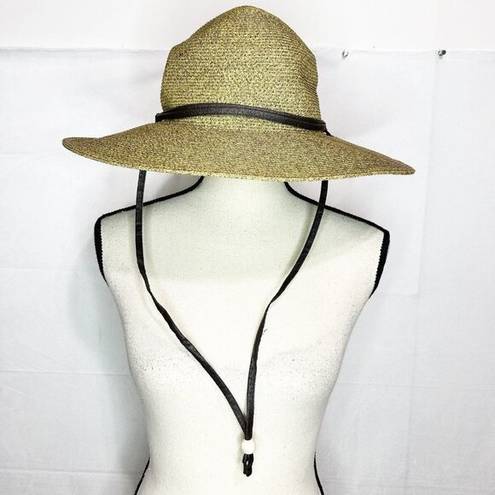 Pacific&Co San Diego Hat . Mixed Braid Large Brim Sun Hat Beige Packable NWOT