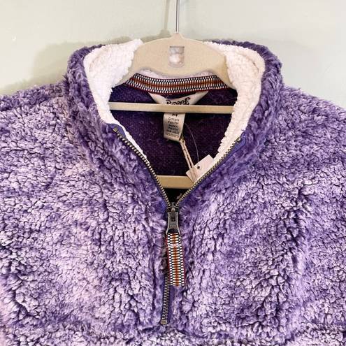 Royce  Women's Purple Faux Fur Collared Quarter Zip Pullover Jacket Medium NWT