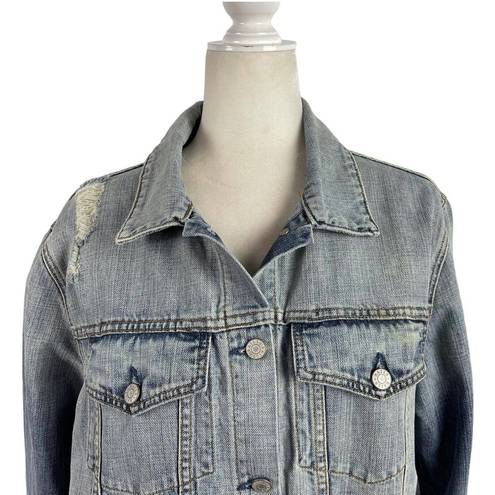 Rails  Knox Denim Trucker Jacket Women Size Large Vintage Wash Distressed Cotton