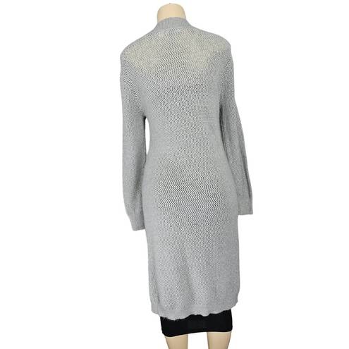 Chelsea 28 Sweater Womens Small Grey Open Knit Long Sleeve Cardigan Duster