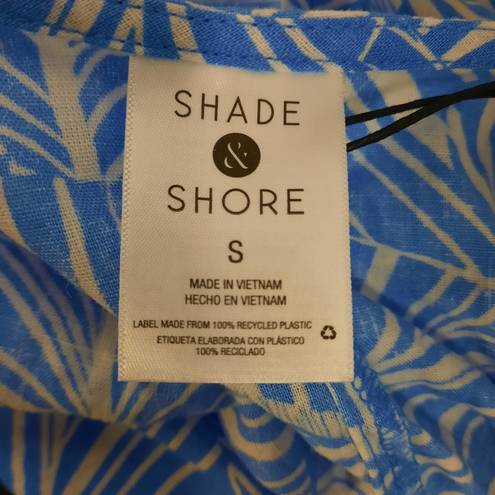 Shade & Shore  Swim Cover Up Top Women's Small Blue Tie Front Beach Pool Linen