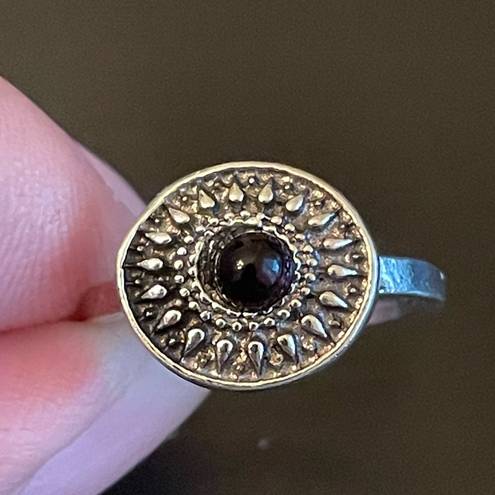 Onyx Vintage  stone silver plated ring size 6.5