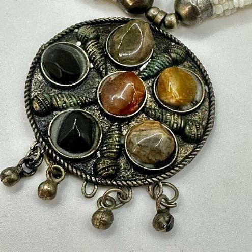 Onyx Vintage Tibetan carnelian  Jasper multi strand pendant necklace