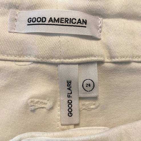 Good American  Good Flare Jeans Leg 5-Pocket Flat Front Denim White 24 NWT