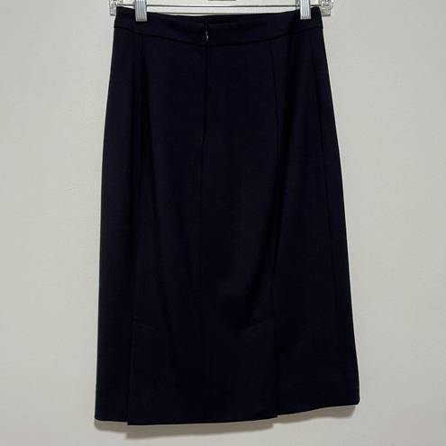 MM.LaFleur M.M. LaFleur The Cobble Hill Washable Wool Twill Navy Blue Pencil Career Skirt