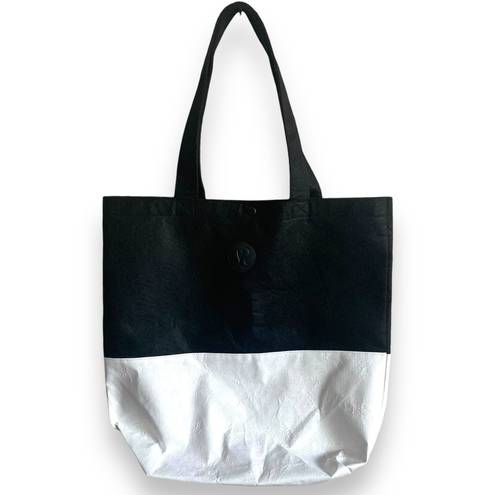 Lululemon Rare XL  On the Move Black and White Felt Tote Shopper Beach Travel Bag