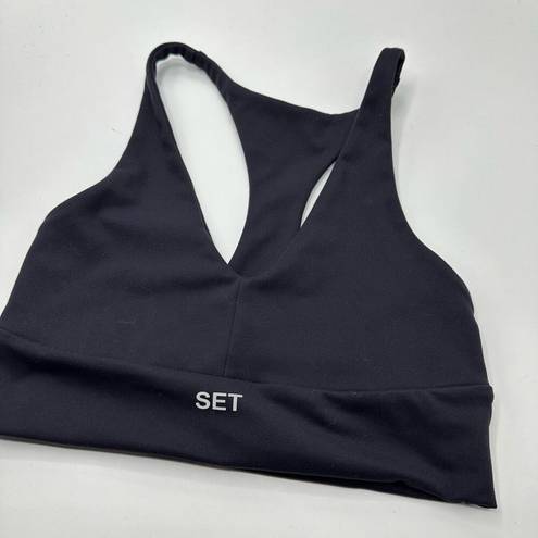 SET active  Luxform Racer V Neck Sports Bra Racerback Storm Blue Size Small