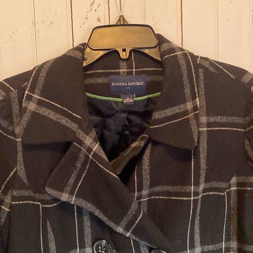 Banana Republic  Wool Jacket Plaid Black Size L