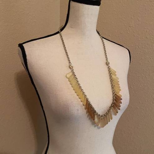 Coldwater Creek Signed  Long Yellow Bead Costume Necklace Adjustable Length