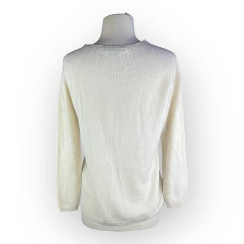 Brooks Brothers  Women 100% Cashmere Sweater | Cable Knit | White Cream