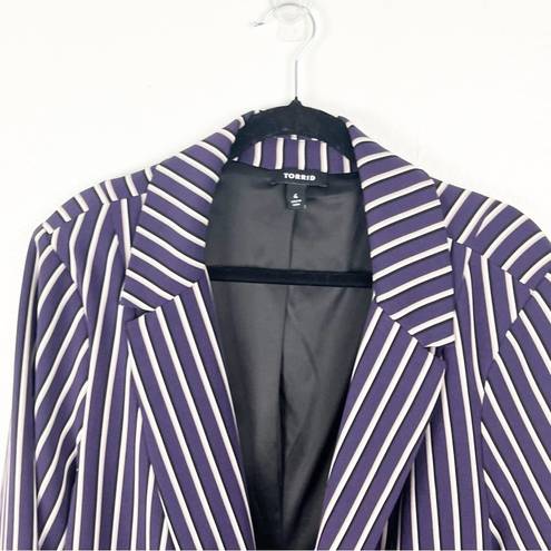 Torrid  Purple Pin Striped Studio Crepe Boyfriend Blazer, Size 4X