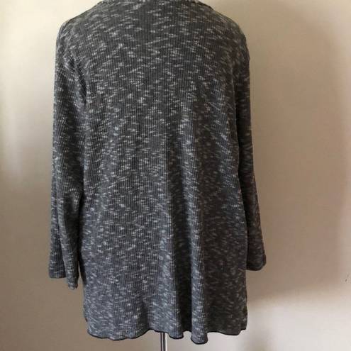 St. Tropez  West Open Front cardigan sweater w/tie knit top tunic black gray