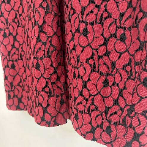 Black Halo  Jackie O Burgundy Wine Red Lace Cotton Raschel Dress Size 2