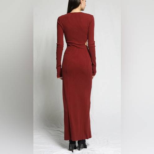The Range  NYC x Intermix mass ribbed carved maxi dress NWT berry