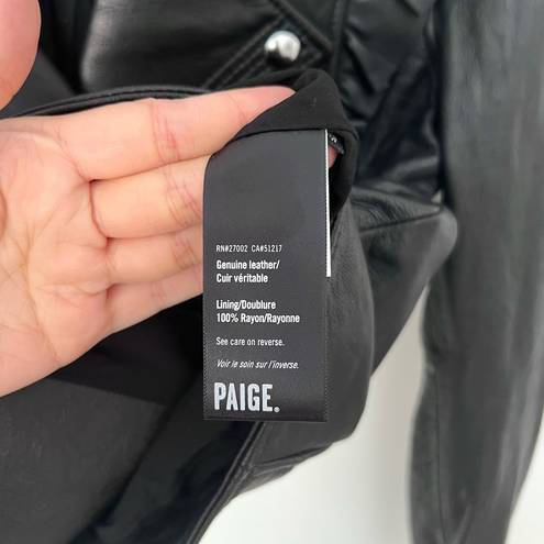 Paige  Annika Leather Moto Ruffled Jacket in Black Sz S
