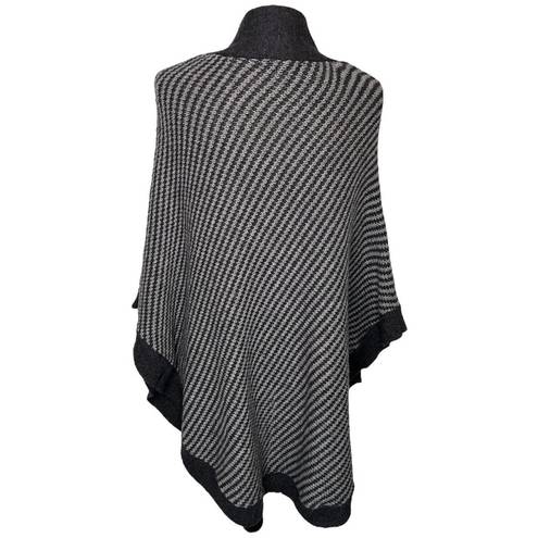 Banana Republic  Sweater Womens M Cape Poncho Wool Blend Mock Neck Striped Black