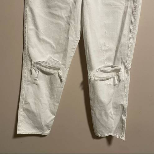 7 For All Mankind  High Waist Cropped White Straight Button Fly Jean Size 28