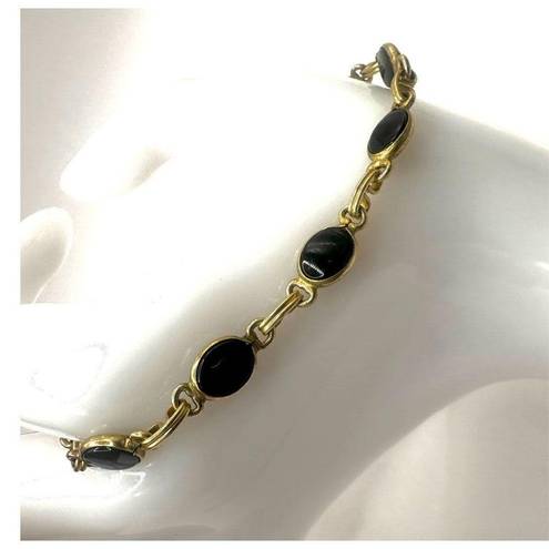 Onyx 12k gold filled  black  link bracelet