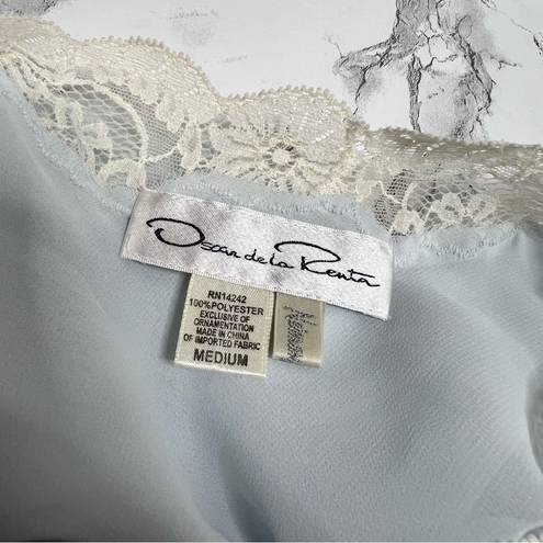 Oscar de la Renta  semi sheer slip light blue lace trim sz M