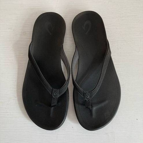 Olukai  Ohana Womens Thong Flip Flops Size 8 Slip On Slides Comfort Beach Black