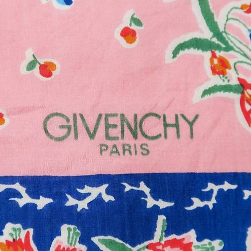 Givenchy Vintage  Paris Pink & Blue Floral Scarf Wraps