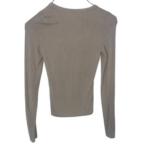 The Range  No Bra Club Long Sleeve Crew Top in Saddle XSmall Womens Tee Top