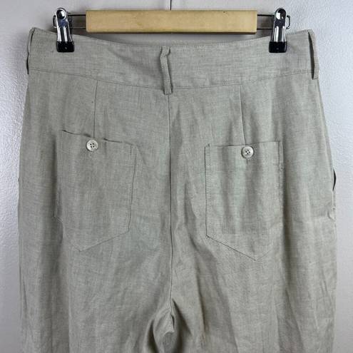 Antonio Melani  Linen Blend Wide Leg Pants Size 10 Beige Neutral Minimal Capsule