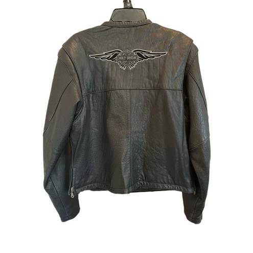 Harley Davidson  1980s Vintage Black Leather Moto Jacket - size Large