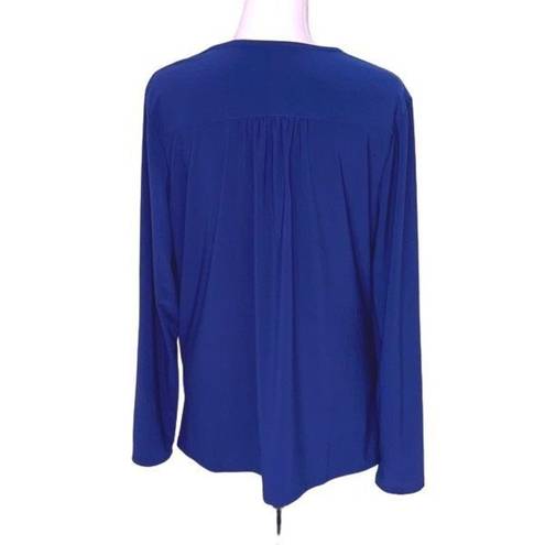 Coldwater Creek  Women's Wrap Drape Top Long Sleeve Shirt Layered Blue Large